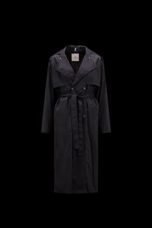 Abrigos Moncler Deva Trench Coat Mujer Negros | QNWC-81963