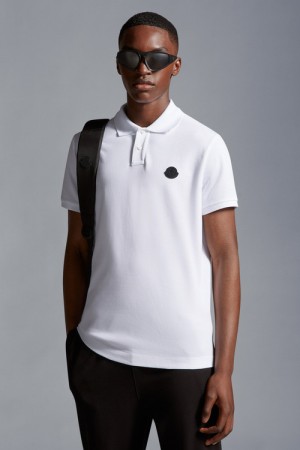 Camisa Polo Moncler Logo Hombre Blancos | KZYF-39780