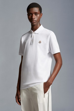 Camisa Polo Moncler Logo Hombre Blancos | EXKP-15742