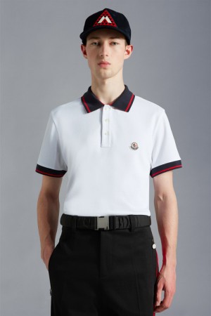 Camisa Polo Moncler Logo Hombre Blancos | BMOE-38270