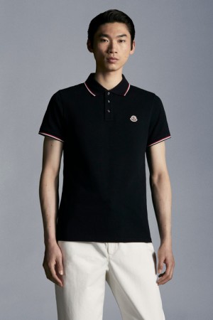 Camisa Polo Moncler Logo Hombre Negros | IDOX-14723