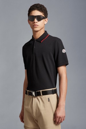 Camisa Polo Moncler Logo Hombre Negros | MFVB-45029