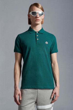 Camisa Polo Moncler Logo Hombre Turquesa Verdes | DLTW-43276