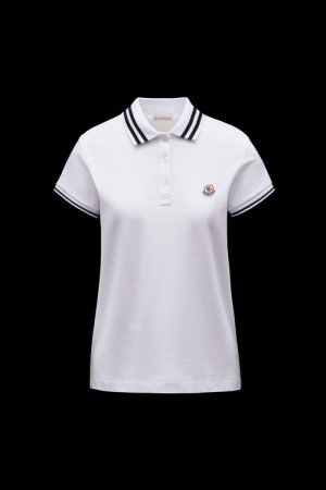 Camisa Polo Moncler Logo Patch Mujer Blancos | VTFS-98370