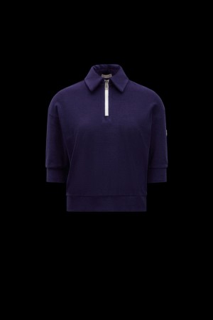 Camisa Polo Moncler Terrycloth Mujer Azul Marino Azules | BDVM-51972