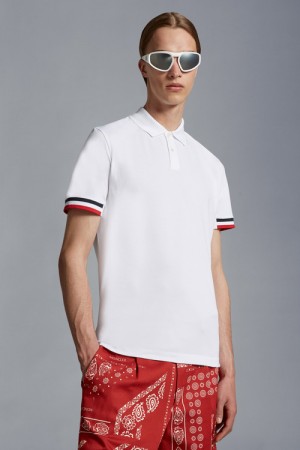 Camisa Polo Moncler Tricolor Accent Hombre Blancos | ZIAG-78056