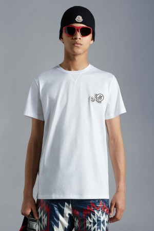 Camiseta Moncler Double Logo T Hombre Blancos | TXFO-65470