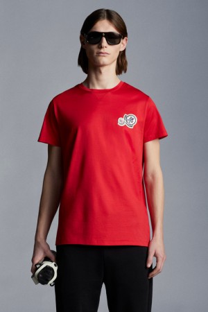 Camiseta Moncler Double Logo T Hombre Rojos Oscuro | NYLV-12567