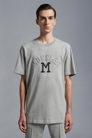 Camiseta Moncler Embroidered Logo T Hombre Grises | AFYR-86170