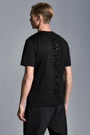 Camiseta Moncler Lettering Estampados T Hombre Negros | AFXN-91408