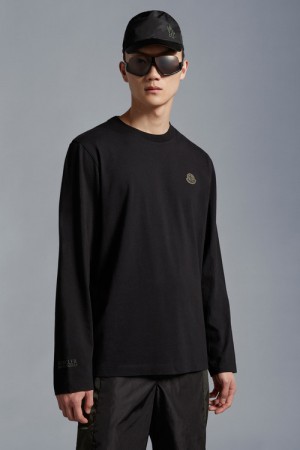 Camiseta Moncler Logo Sleeve T Hombre Negros | KXVU-25783