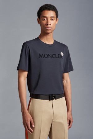 Camiseta Moncler Logo T Hombre Azules | OYZL-89674