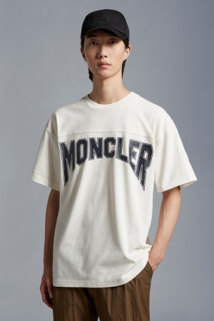 Camiseta Moncler Logo T Hombre Blancos | JOCE-08912