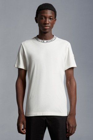 Camiseta Moncler Logo T Hombre Blancos | HIDV-19762