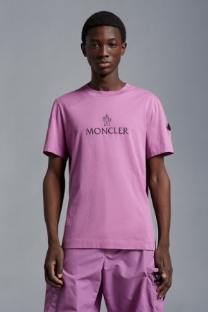 Camiseta Moncler Logo T Hombre Morados | VAXG-50364