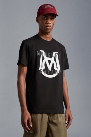 Camiseta Moncler Logo T Hombre Negros | CEVO-92871