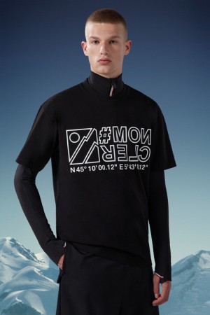 Camiseta Moncler Logo T Hombre Negros | EHZN-39817