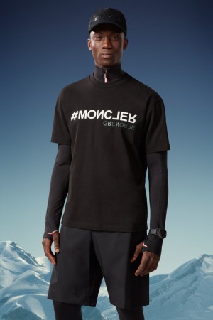 Camiseta Moncler Logo T Hombre Negros | PITV-40687