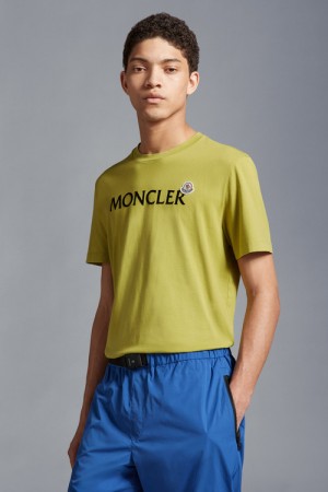 Camiseta Moncler Logo T Hombre Verdes Claro | NKCB-56820