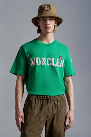 Camiseta Moncler Logo T Hombre Verdes | EIQW-61854