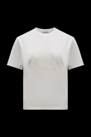 Camiseta Moncler Logo T Mujer Blancos | OUDX-16023