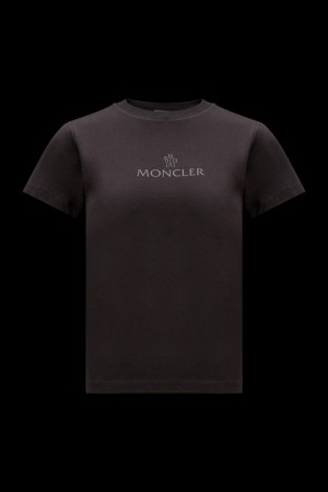 Camiseta Moncler Logo T Mujer Negros | QHCL-93845