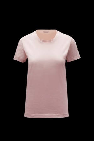 Camiseta Moncler Logo T Mujer Rosas Claro | EIZC-16795