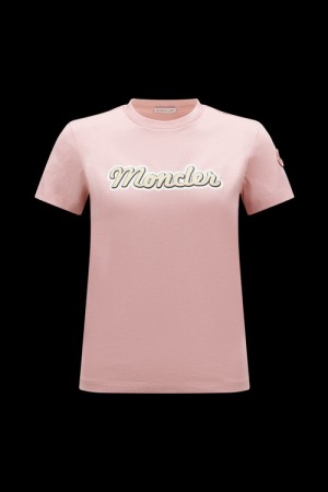 Camiseta Moncler Logo T Mujer Rosas | EQHY-24830