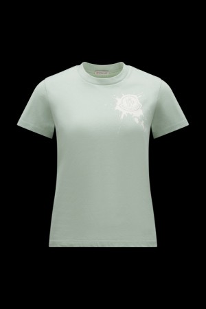 Camiseta Moncler Logo T Mujer Verdes Claro | MICE-42591