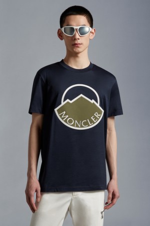 Camiseta Moncler Mountain Logo T Hombre Azul Marino Azules | MBZR-50932