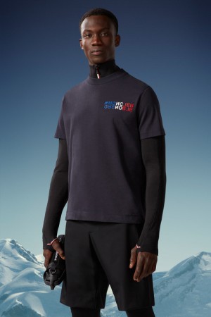 Camiseta Moncler Mountain Logo T Hombre Azules | HLMV-30587