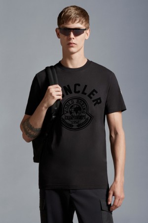 Camiseta Moncler Printed Motif T Hombre Negros | ONAY-50764