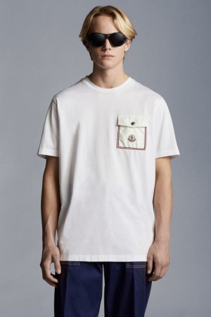 Camiseta Moncler With Pocket Hombre Blancos | YLMC-38079