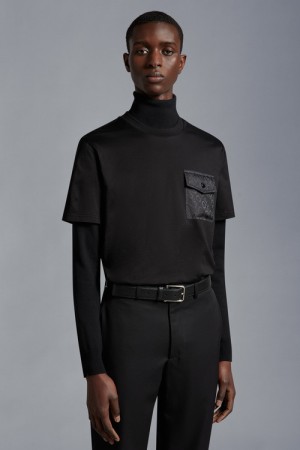 Camiseta Moncler With Pocket Hombre Negros | FQCB-18472