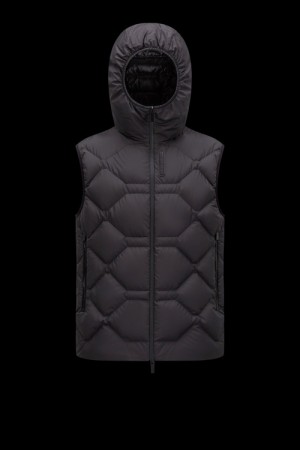 Chaleco de Plumas Moncler Atik Hombre Negros | VXHI-93620