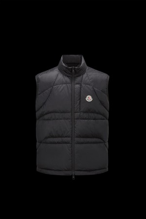 Chaleco de Plumas Moncler Cursa Hombre Negros | NIFD-56407