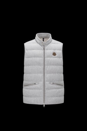 Chaleco de Plumas Moncler Gallienne Hombre Grises Claro | ZGMW-82169