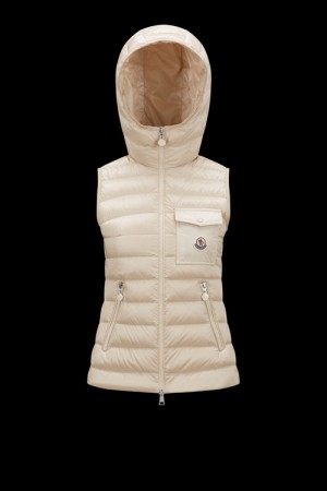 Chaleco de Plumas Moncler Glygos Mujer Beige Claro | LYSR-48127