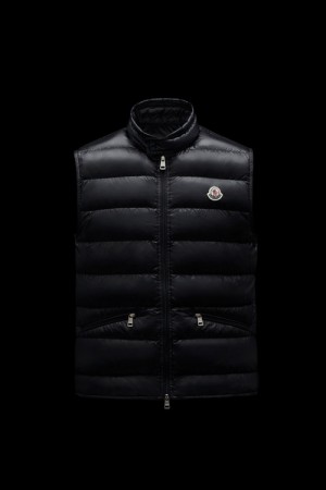 Chaleco de Plumas Moncler Gui Hombre Negros | VQFT-46871