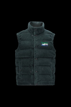 Chaleco de Plumas Moncler Jantzen Corduroy Hombre Verdes Oscuro | FKEV-61452