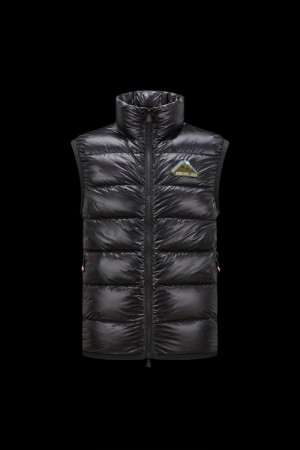 Chaleco de Plumas Moncler Jersey Hombre Negros | ZGRC-57486