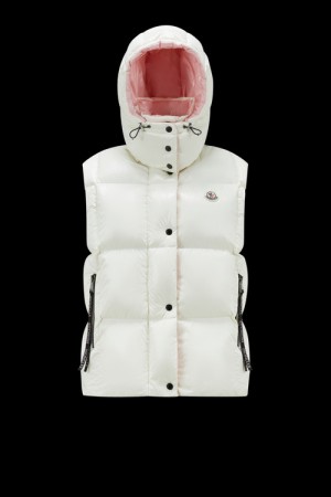 Chaleco de Plumas Moncler Luzule Mujer Blancos | BGRA-17039