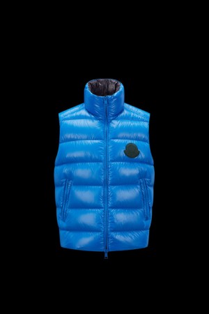 Chaleco de Plumas Moncler Parke Hombre Azules | QITU-83209