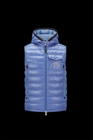 Chaleco de Plumas Moncler Ragot Hombre Azules | BKQZ-69135