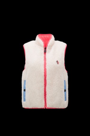 Chaleco de Plumas Moncler Reversible Mujer Blancos Rosas | ZUYA-65798