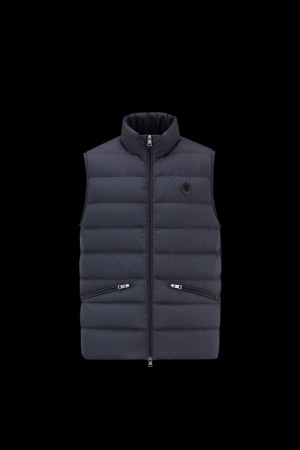 Chaleco de Plumas Moncler Treompan Hombre Azul Marino Azules | DFLO-93486