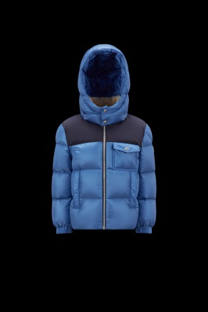 Chaquetas De Plumas Moncler Eduard Niño Azules Oscuro | JARF-69584