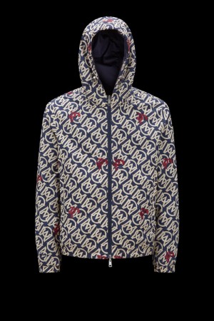 Cortavientos Moncler Leisse Reversible Encapuchado Hombre Azul Marino Blancos Rojos | XQGU-41308