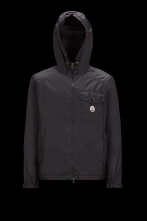 Cortavientos Moncler Samakar Encapuchado Hombre Negros | OXHI-94873