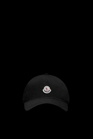 Gorras Moncler Logo Baseball Mujer Negros | RNLD-72948